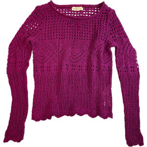 Hollister Sweater Women’s S Purple Crocheted Y2K Grannycore Loose Knit